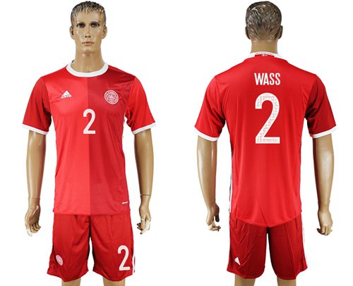 Danmark #2 Wass Red Home Soccer Country Jersey - Click Image to Close